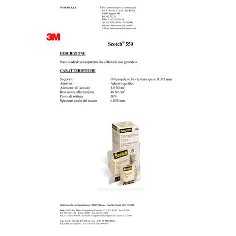 Nastro adesivo Scotch® 550 19 mm x 33 m trasparente torre da 8 rotoli 550-1933